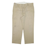 DICKIES Mens Regular Fit Beige Cotton Blend Trousers W38 L26 Zip Closure Classic