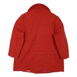 Womens Red Cotton Blend Button Jacket L Plain Classic Fit Stylish Warm Outerwear