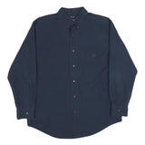 CHAPS Mens Blue Plain Shirt L Cotton Button Down Collar Long Sleeve Casual