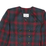 Le Suit Womens Red & Green Checked Double Breasted Petite Cotton Blend Jacket UK