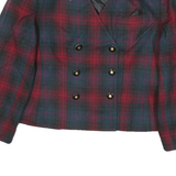 Le Suit Womens Red & Green Checked Double Breasted Petite Cotton Blend Jacket UK