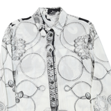 Womens Black & White Patterned Shirt XL Vintage Style Long Sleeve Button