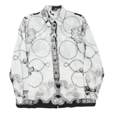 Womens Black & White Patterned Shirt XL Vintage Style Long Sleeve Button