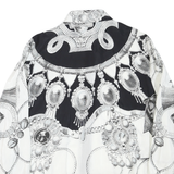 Womens Black & White Patterned Shirt XL Vintage Style Long Sleeve Button