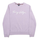 TOMMY HILFIGER Womens Lilac Sweatshirt S Casual Cotton Blend Crew Neck Pullover