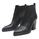MARC FISHER Womens Black Leather Ankle Boots UK 4 Stylish Comfort Block Heel