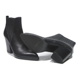 MARC FISHER Womens Black Leather Ankle Boots UK 4 Stylish Comfort Block Heel