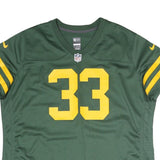 NIKE Womens Green & Yellow Sports Football T-Shirt 2XL Short Sleeve V-Neck NFL