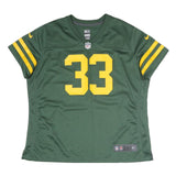 NIKE Womens Green & Yellow Sports Football T-Shirt 2XL Short Sleeve V-Neck NFL