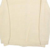 Womens Cream Plain Jumper Button Up Round Neck Basic Knit M Chunky Knit Pocket