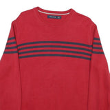 NAUTICA Mens Red & Navy Patterned Jumper Crew Neck Basic Knit L Cotton Blend