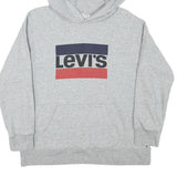 LEVI'S Mens Grey Hoodie M Cotton Blend Pullover Hooded Sweatshirt Casual