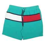 TOMMY HILFIGER Mens Shorts Green White & Red Casual 2XL W38 Swimwear