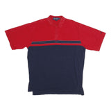 POLO RALPH LAUREN Mens Red & Navy Short Sleeve Plain L Cotton Blend Polo Shirt