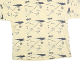 PURITAN Mens Cream & Navy Polo Shirt M Printed Cotton Short Sleeve Casual