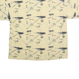 PURITAN Mens Cream & Navy Polo Shirt M Printed Cotton Short Sleeve Casual