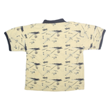 PURITAN Mens Cream & Navy Polo Shirt M Printed Cotton Short Sleeve Casual