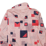 Womens Cream Red & Navy Geometric Pattern Shirt L Polyester Blend Vintage Style