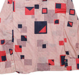 Womens Cream Red & Navy Geometric Pattern Shirt L Polyester Blend Vintage Style