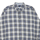 TOMMY HILFIGER Mens Blue & White Check Shirt L Cotton Blend Button Down Relaxed