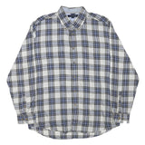 TOMMY HILFIGER Mens Blue & White Check Shirt L Cotton Blend Button Down Relaxed