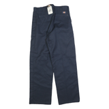 DICKIES Mens Cotton Blend Navy Regular Fit Straight Leg Trousers W32 L32