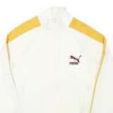 PUMA Mens White & Yellow Sports Logo Zip Jacket S Polyester Blend Track
