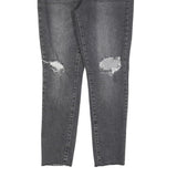 LEVI'S 721 Womens Jeans Black Slim Skinny Denim Medium W30 L30 Ripped Detail