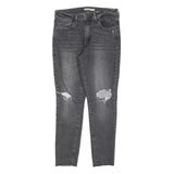LEVI'S 721 Womens Jeans Black Slim Skinny Denim Medium W30 L30 Ripped Detail