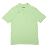 KAPPA Mens Light Green Short Sleeve Plain Polo Shirt L Logo Cotton Blend