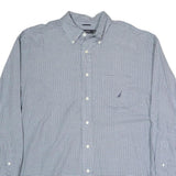 NAUTICA Mens Blue & White Check Shirt XL Cotton Blend Long Sleeve Button Down