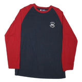 CHAPS Mens Navy & Red Graphic T-Shirt L Long Sleeve Crew Neck Cotton Blend