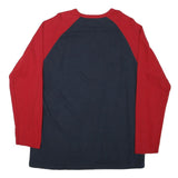CHAPS Mens Navy & Red Graphic T-Shirt L Long Sleeve Crew Neck Cotton Blend
