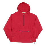LL BEAN Mens Red Nylon Pullover Jacket XL Lightweight Hooded Outdoor Zip