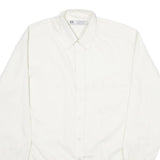 C&A Mens White Plain Shirt M Classic Button Collar Long Sleeve Casual
