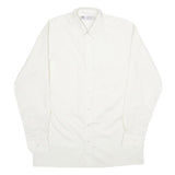 C&A Mens White Plain Shirt M Classic Button Collar Long Sleeve Casual
