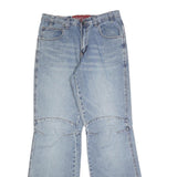 Mens Light Blue Regular Fit Wide-Leg Denim Cotton Blend Jeans W30 L36 Zip