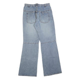 Mens Light Blue Regular Fit Wide-Leg Denim Cotton Blend Jeans W30 L36 Zip