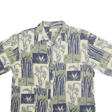 KONA KAI Mens Blue Green Cream Hawaiian Shirt XL Silk Blend Relaxed Fit Button