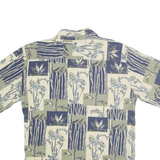 KONA KAI Mens Blue Green Cream Hawaiian Shirt XL Silk Blend Relaxed Fit Button