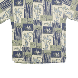 KONA KAI Mens Blue Green Cream Hawaiian Shirt XL Silk Blend Relaxed Fit Button