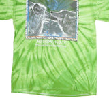 GILDAN Mens Green Tie Dye Wolf Graphic T-Shirt L Short Sleeve Crew Neck