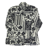 LES ESSENTIALS Womens Black & White Printed Shirt Long Sleeve Collared M Button