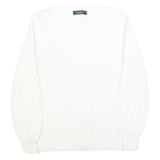 LAUREN RALPH LAUREN Womens White Plain Crew Neck Basic Knit Jumper S Cotton