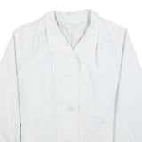 Womens White Casual Jacket M Polyester Blend Button Plain Classic