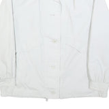 Womens White Casual Jacket M Polyester Blend Button Plain Classic