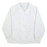 Womens White Casual Jacket M Polyester Blend Button Plain Classic