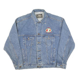 HALEMANE Mens Blue Denim Casual Jacket L Cotton Blend Button Front Plain