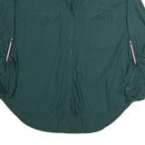 TOMMY HILFIGER Womens Green Cotton Blend Shirt XL Roll-Up Sleeves Casual Wear