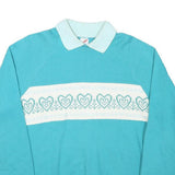 JERZEES Womens Blue & White Heart Pattern Collar L Casual Pullover Sweatshirt